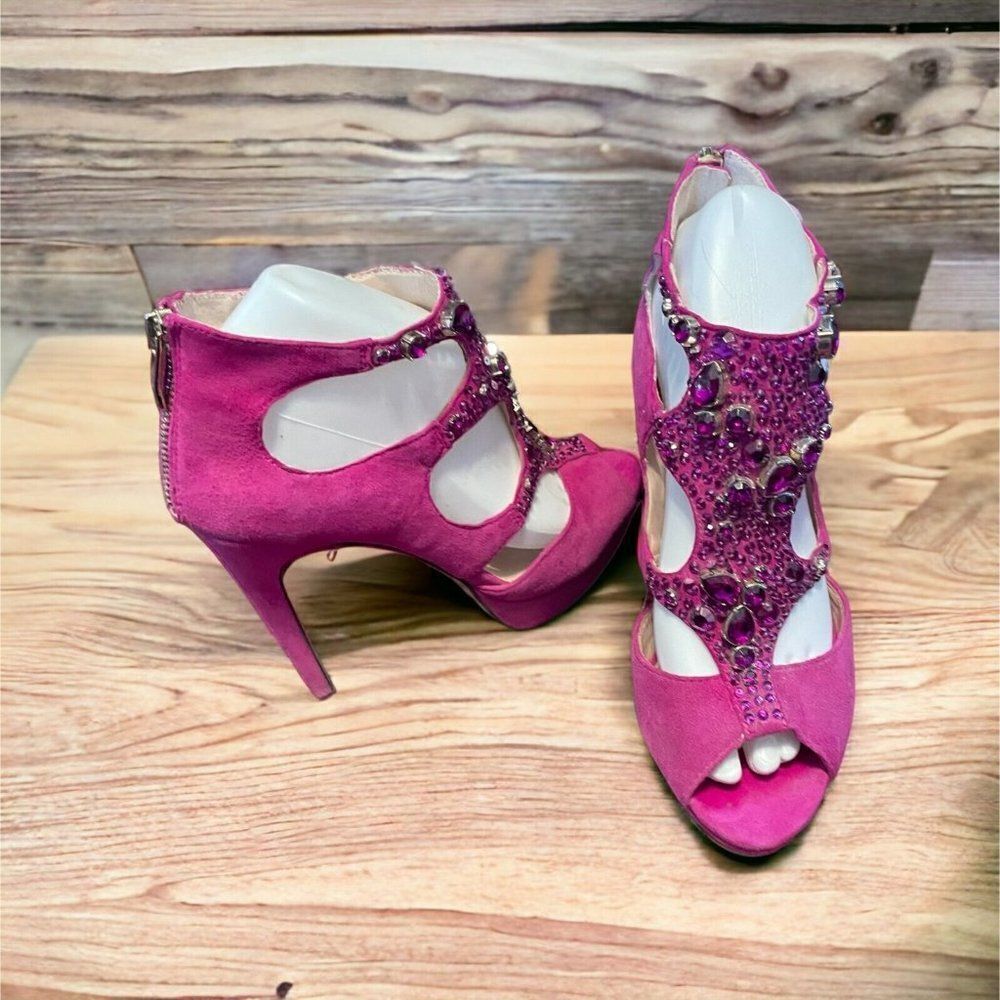 Vince Camuto Jobelle Berry Pink True Suede embellished 7.5 - Picture 6 of 9